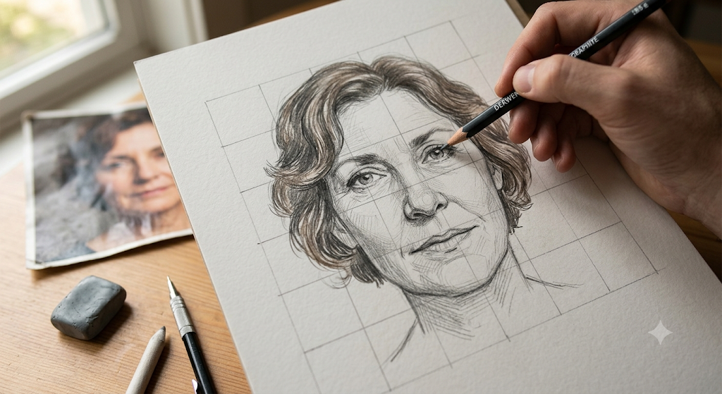 Portrait Drawing Grid - Accurate Face Sketching